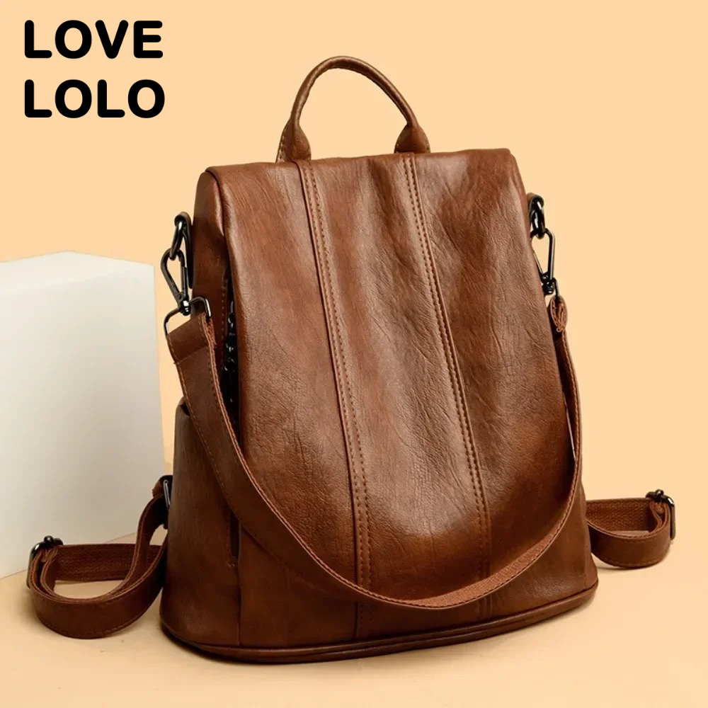 Leather Backpack Vintage - حقيبة ظهر جديدة مضادة للسرقة للنساء،