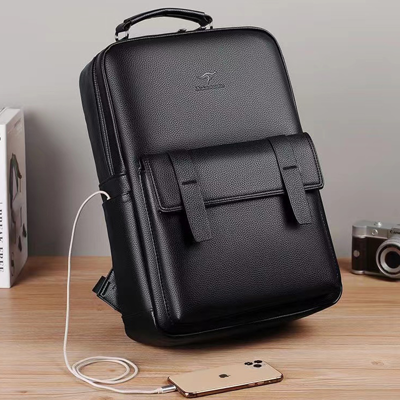 Laptop Backpack 15.6 - حقيبة ظهر جلدية فاخرة للرجال مع