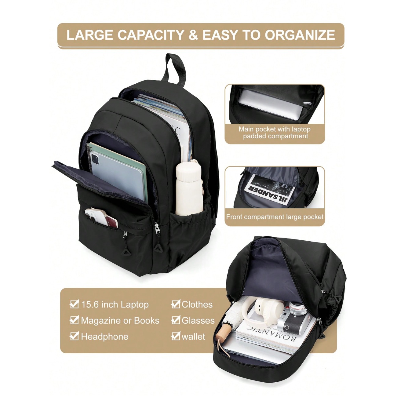 حقيبة ظهر لطلاب المدارس المتوس - مراجعة Laptop Backpack 15.6 وسعره